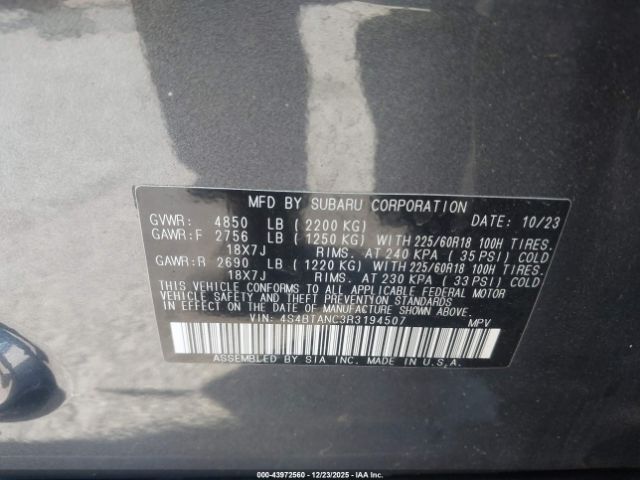 2024 SUBARU OUTBACK 4S4BTANC3R3194507 Photo 8