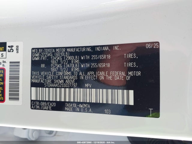 Toyota Grand Highlander Xle 2025 5TDAAAA52SS027797 Image 9