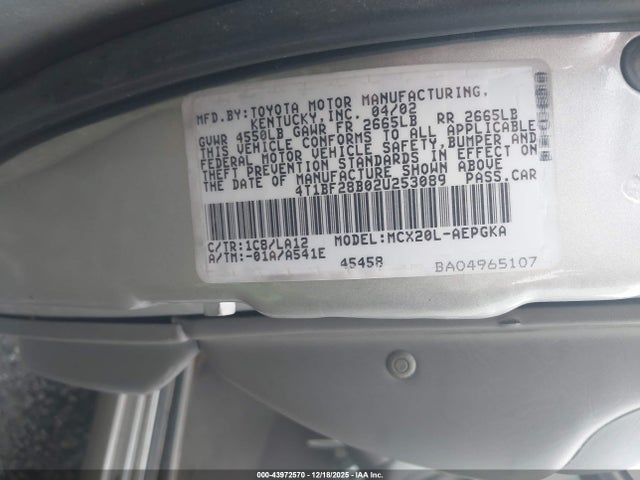 Aukcja sprzedaży 2002 Toyota Avalon Xls, vin: 4T1BF28B02U253089, numer aukcji: 43972570