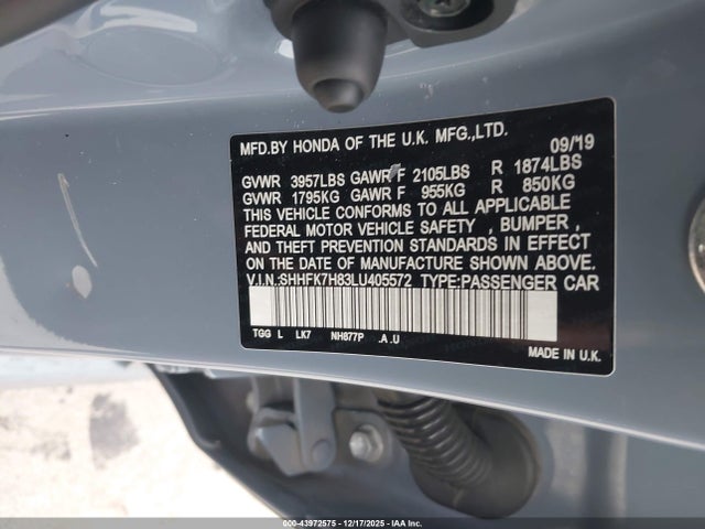 Honda Civic Ex-l 2020 SHHFK7H83LU405572 Image 9