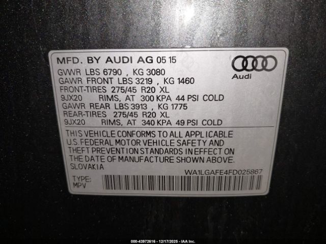 2015 AUDI Q7 WA1LGAFE4FD025867 Photo 8