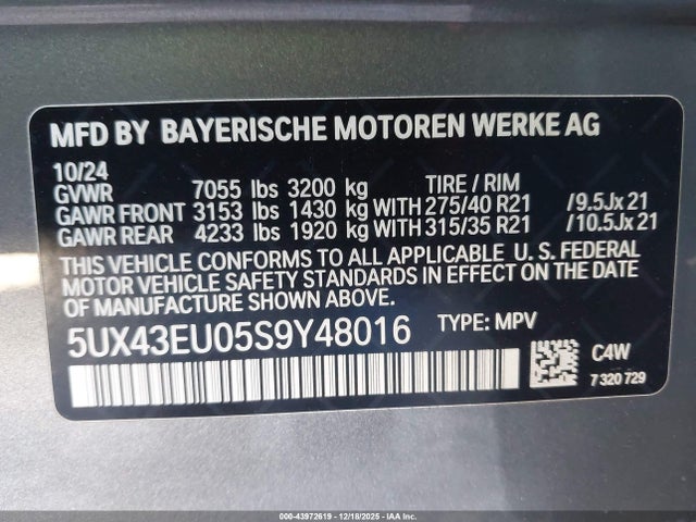 2025 BMW X5 PHEV 5UX43EU05S9Y48016 Photo 8