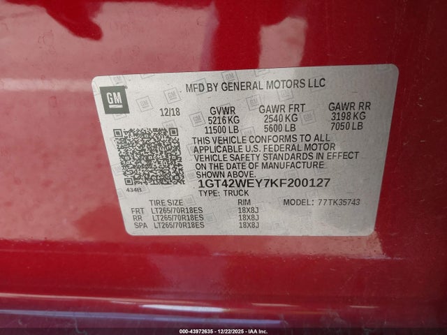1GT42WEY7KF200127 GMC Sierra 3500hd Denali