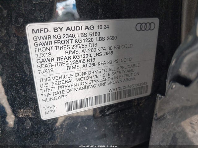 2025 AUDI Q3 WA1DECF36S1013963 Photo 8