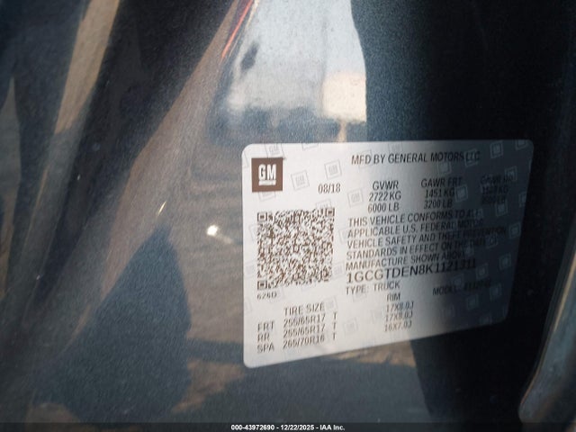 1GCGTDEN8K1121311 Chevrolet Colorado Z71