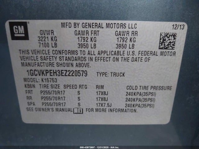 1GCVKPEH3EZ220579 Chevrolet Silverado 1500 Work Truck 1wt
