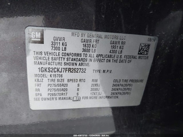 1GKS2CKJ7FR262732 GMC YUKON DENALI