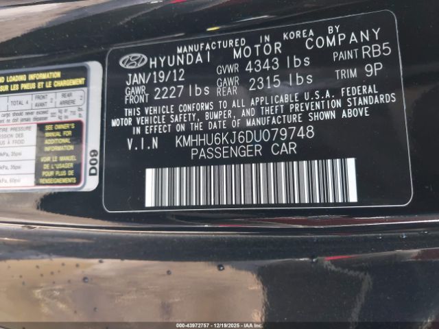 2013 HYUNDAI GENESIS KMHHU6KJ6DU079748 Photo 8