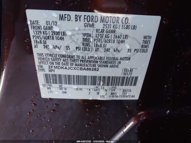 2012 FORD EDGE 2FMDK4JCXCBA86282 Photo 8