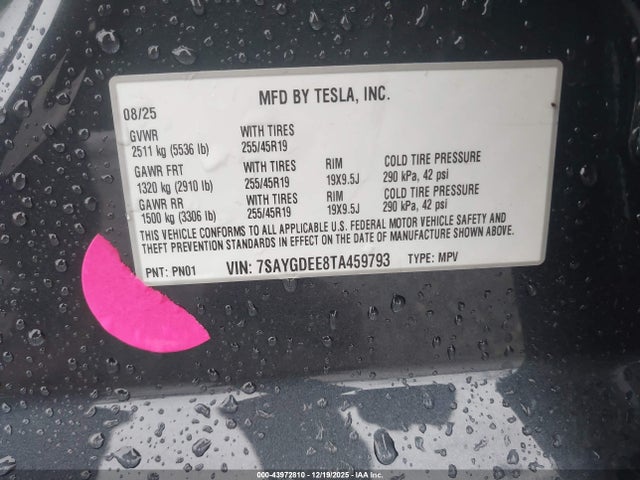 2026 TESLA MODEL Y 7SAYGDEE8TA459793 Photo 8
