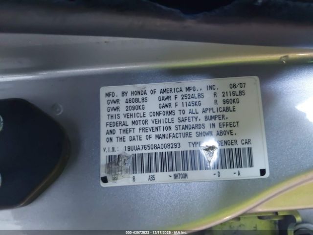 2008 ACURA TL 19UUA76508A008293 Photo 8