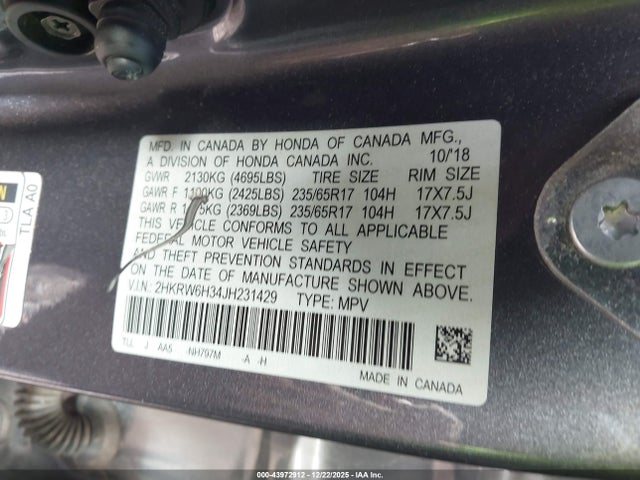 2HKRW6H34JH231429 Honda CR-V LX