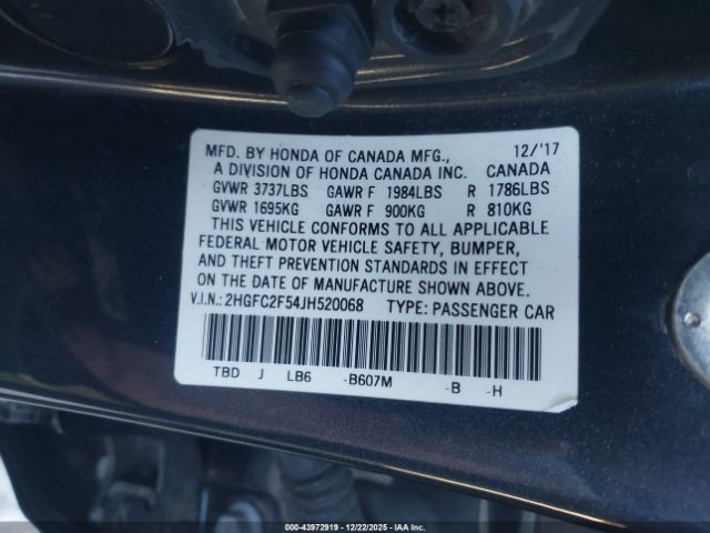 2018 HONDA CIVIC 2HGFC2F54JH520068 Photo 8