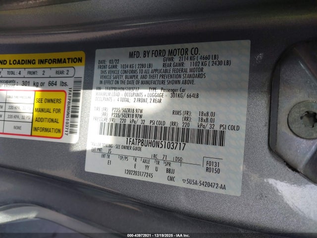 Ford Mustang Ecoboost Premium 2022 1FATP8UH0N5103717 Image 9