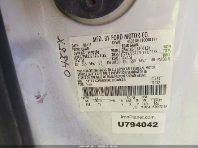 2011 FORD F-250 1FT7X2B65BED04924 Photo 8