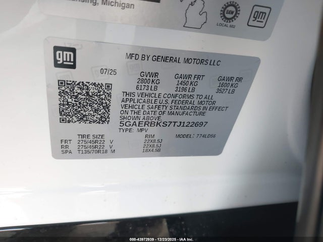 5GAERBKS7TJ122697 Buick Enclave Sport Touring