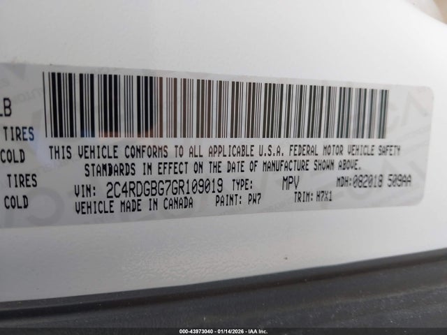 Dodge Grand Caravan American Value Pkg 2016 2C4RDGBG7GR109019 Image 9
