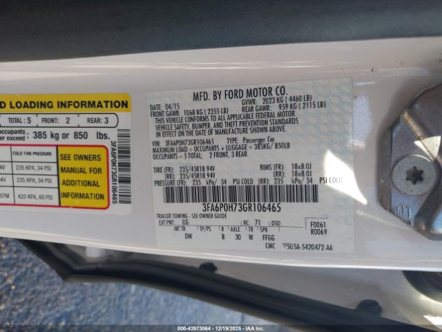 2016 FORD FUSION 3FA6P0H73GR106465 Photo 8