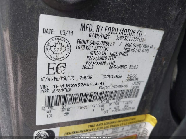Продаж на аукціоні авто 2014 Ford Expedition Max Limited, vin: 1FMJK2A52EEF34191, номер лоту: 43973080