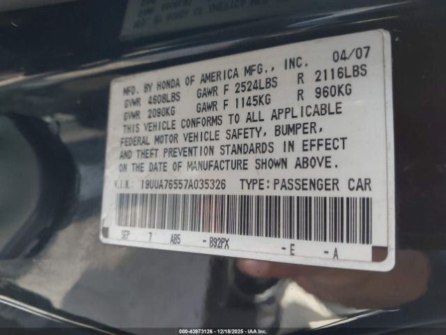 2007 ACURA TL 19UUA76557A035326 Photo 8