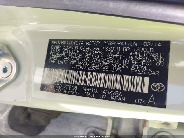 JTDKDTB33E1561395 Toyota Prius C One