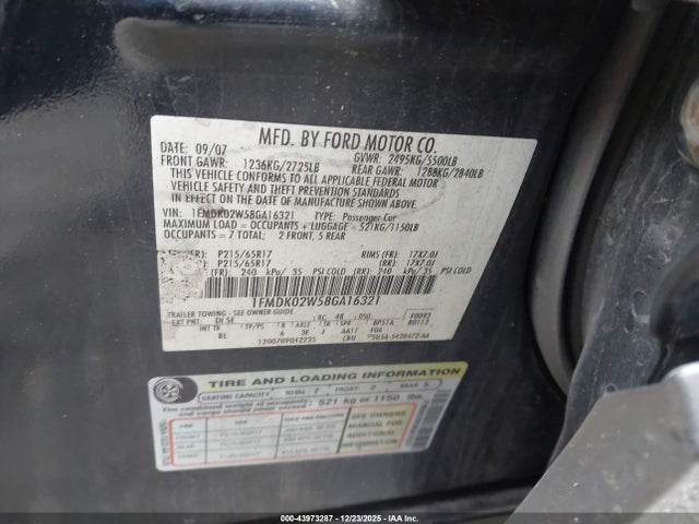 2008 FORD TAURUS X 1FMDK02W58GA16321 Photo 8