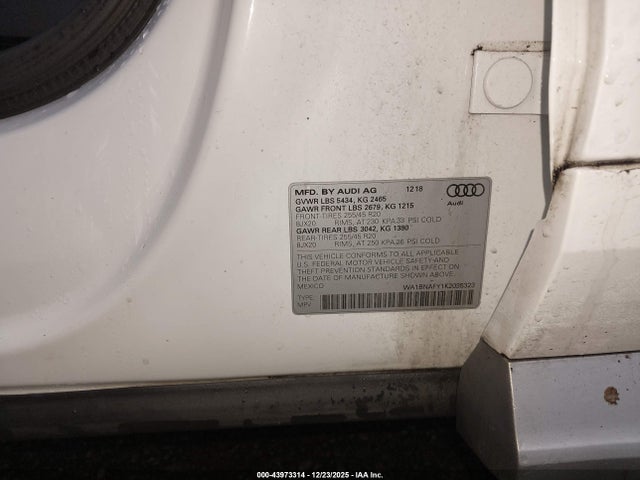 2019 AUDI Q5 WA1BNAFY1K2035323 Photo 8