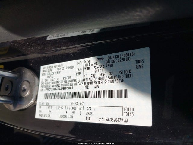 1FMCU0BZ6LUB65881 Ford Escape Se Sport Hybrid