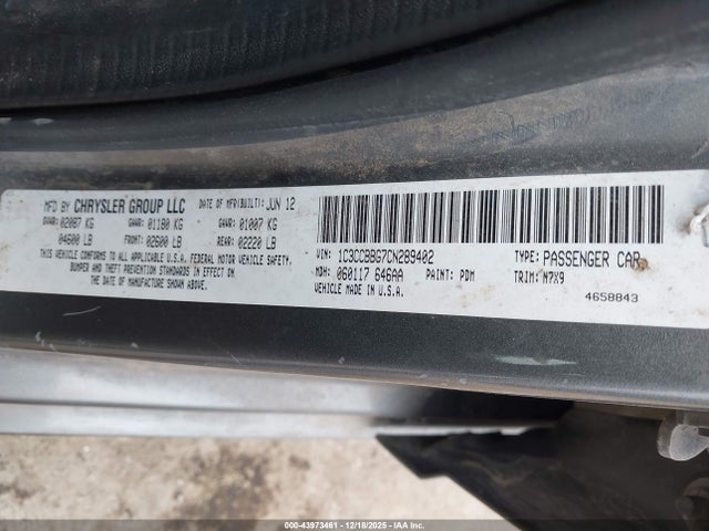 2012 CHRYSLER 200 1C3CCBBG7CN289402 Photo 8