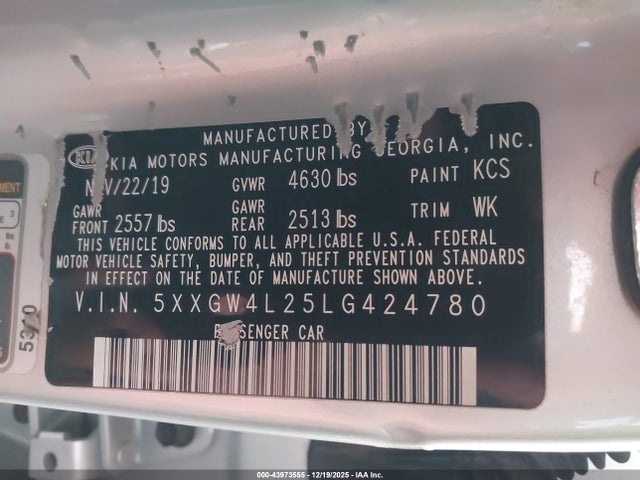 5XXGW4L25LG424780 KIA Optima Sx Turbo