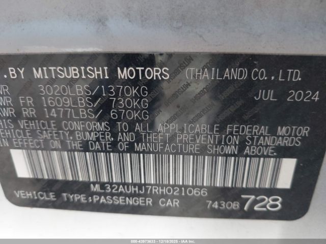 2024 MITSUBISHI MIRAGE ML32AUHJ7RH021066 Photo 8