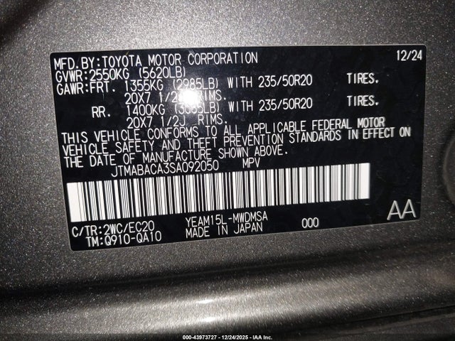 JTMABACA3SA092050 Toyota Bz4x Nightshade