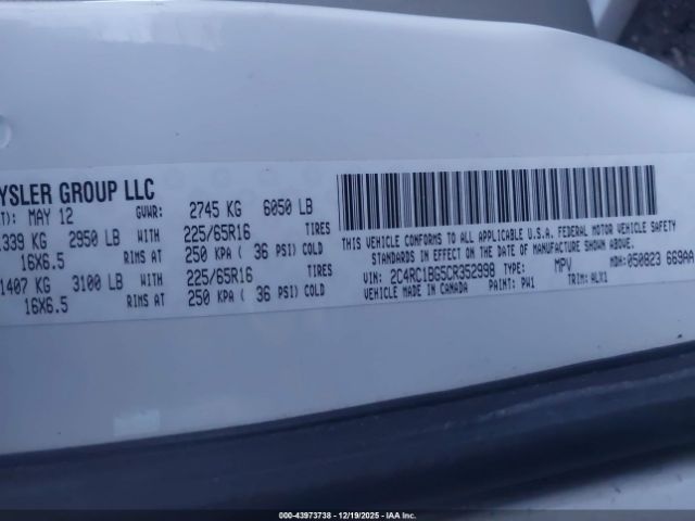 2012 CHRYSLER TOWN & COUNTRY 2C4RC1BG5CR352998 Photo 8