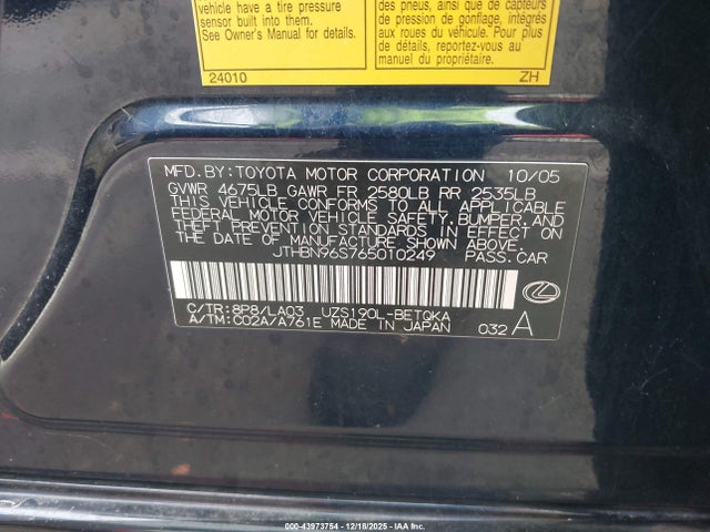 Aukcja sprzedaży 2006 Lexus Gs 430, vin: JTHBN96S765010249, numer aukcji: 43973754