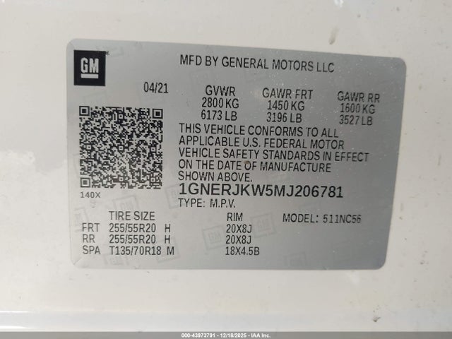 Chevrolet lfy 2021 1GNERJKW5MJ206781 Image 9