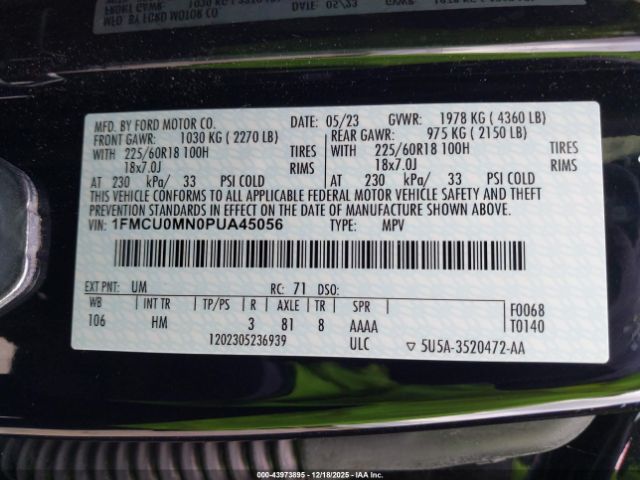 2023 FORD ESCAPE 1FMCU0MN0PUA45056 Photo 8