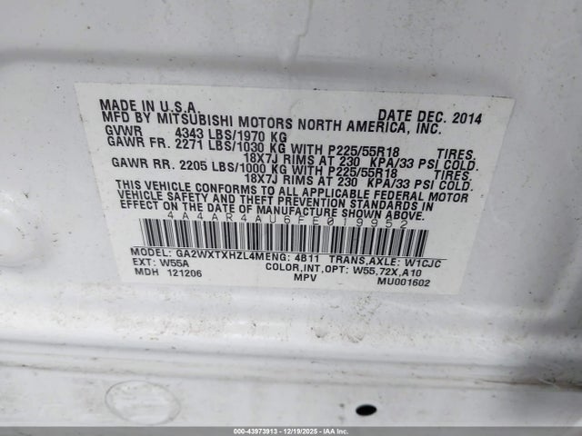 2015 MITSUBISHI OUTLANDER SPORT 4A4AR4AU6FE019952 Photo 8