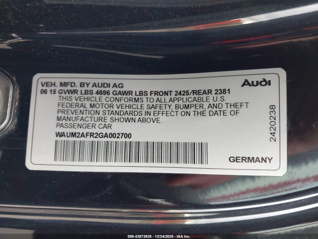 2016 AUDI A5 WAUM2AFR2GA002700 Photo 8