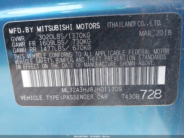 2018 MITSUBISHI MIRAGE ML32A3HJ8JH011709 Photo 8