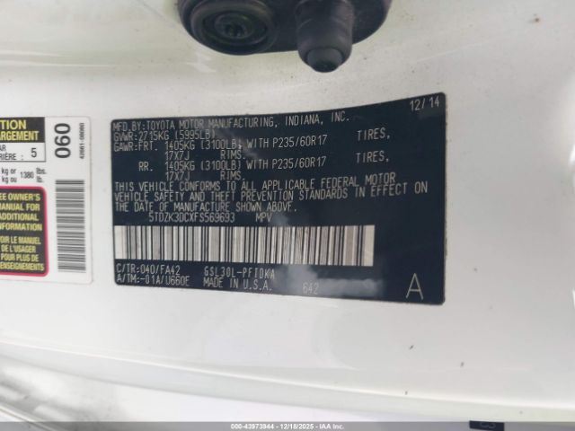 2015 TOYOTA SIENNA 5TDZK3DCXFS569693 Photo 8