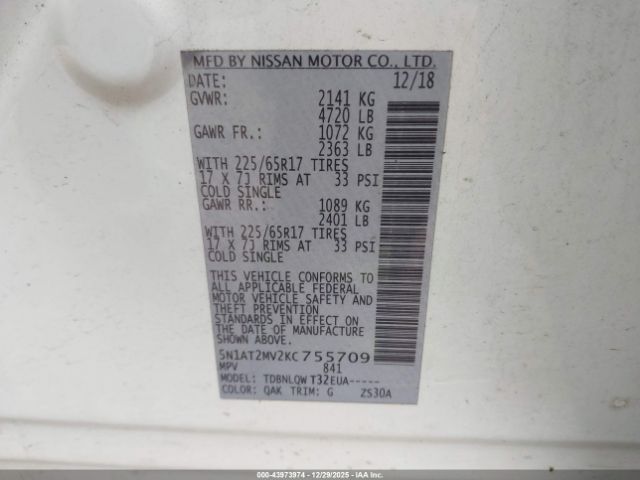 2019 NISSAN ROGUE 5N1AT2MV2KC755709 Photo 8