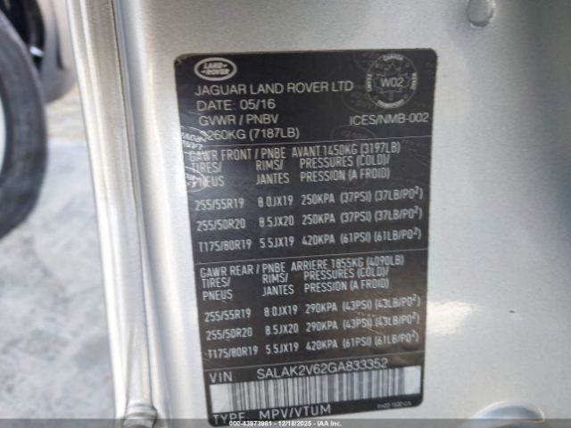 2016 LAND ROVER LR4 SALAK2V62GA833352 Photo 8