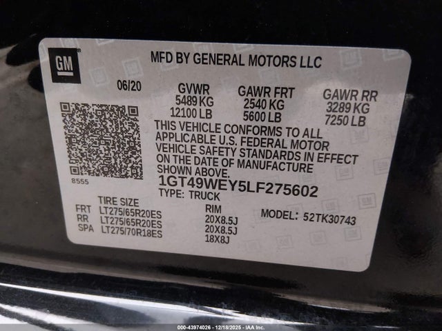 1GT49WEY5LF275602 GMC Sierra 3500hd Denali