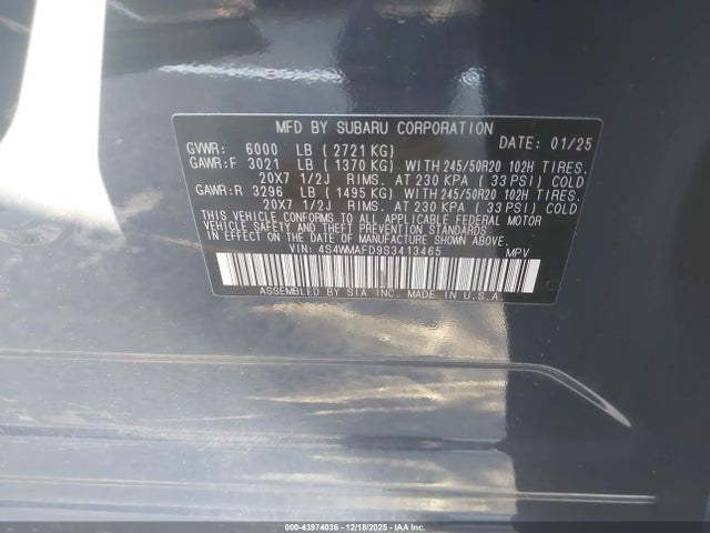 2025 SUBARU ASCENT 4S4WMAFD9S3413465 Photo 8