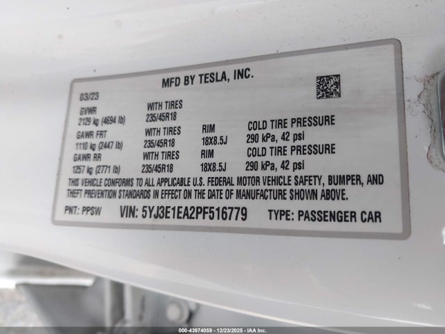 2023 TESLA MODEL 3 5YJ3E1EA2PF516779 Photo 8
