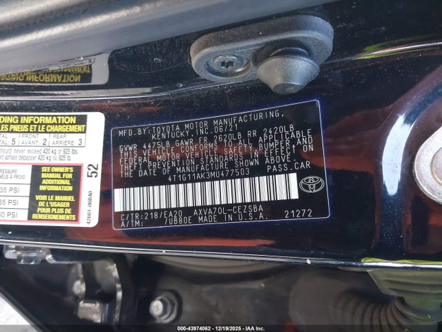 4T1G11AK3MU477503 Toyota CAMRY SE