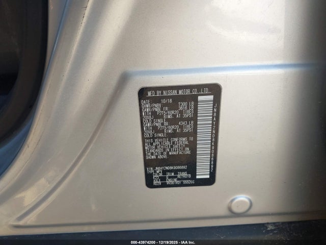Nissan Armada Sl 2019 JN8AY2ND8K9086892 Image 9