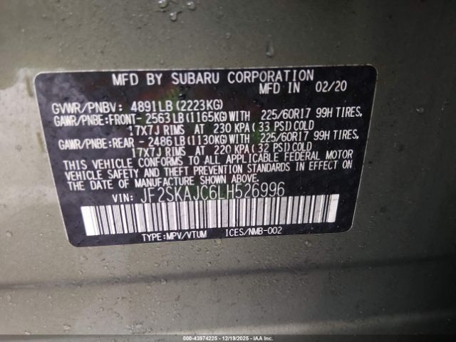 2020 SUBARU FORESTER JF2SKAJC6LH526996 Photo 8