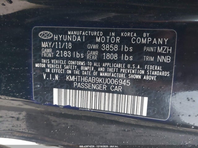 2019 HYUNDAI VELOSTER KMHTH6AB9KU006945 Photo 8