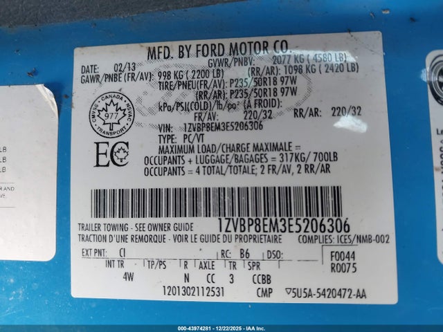 1ZVBP8EM3E5206306 Ford Mustang V6 Premium